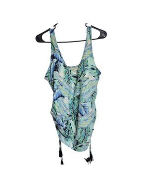 Croft & Barrow Tankini Plus Size 20W Tropical Leaf Print Tassel Padded Swimwear